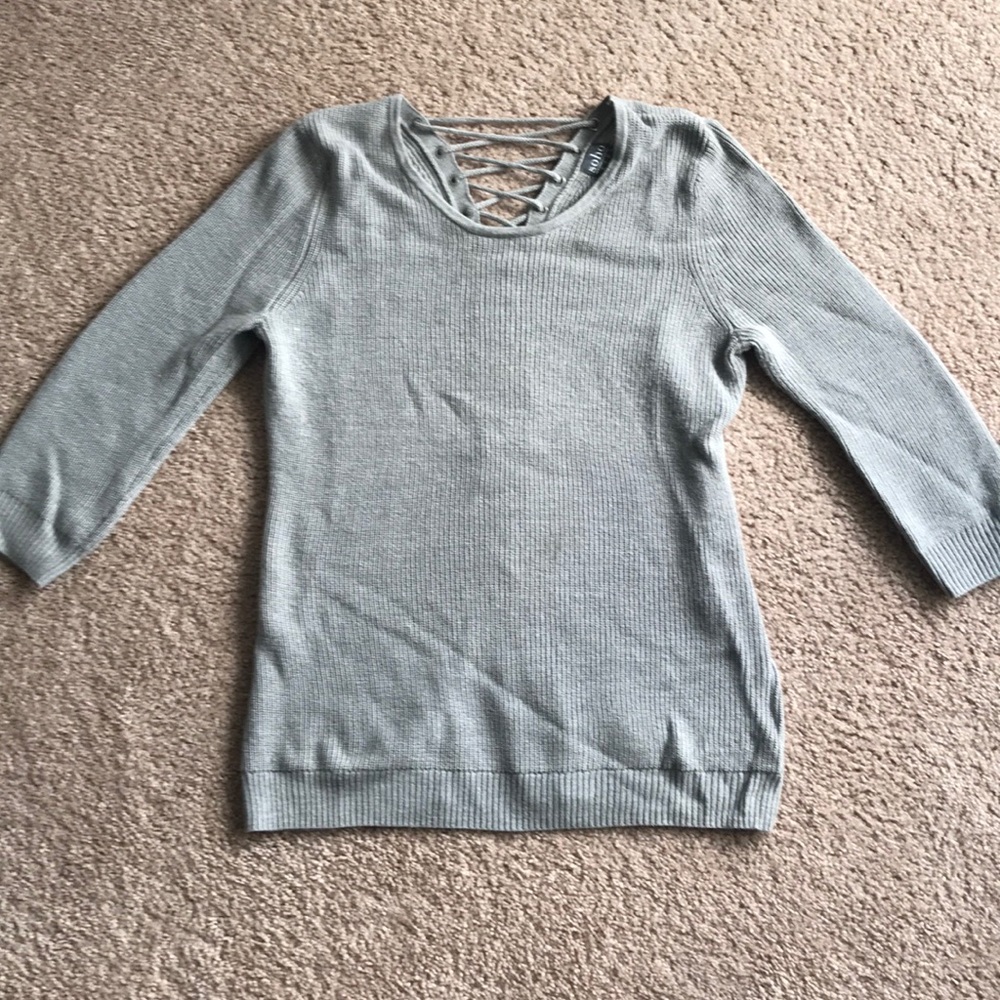 Soft Gray Sweater with Tie-Down Back